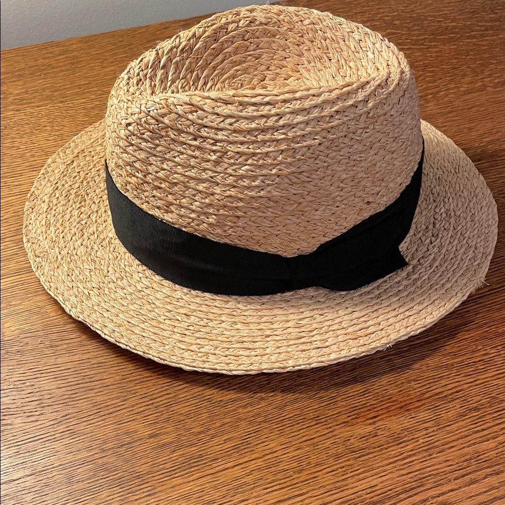 J. Crew Tan Straw Hat with Black Band